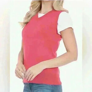 WOMENS BUSINESS CASUAL PINK SWEATER VEST SIZE LARGE NWT